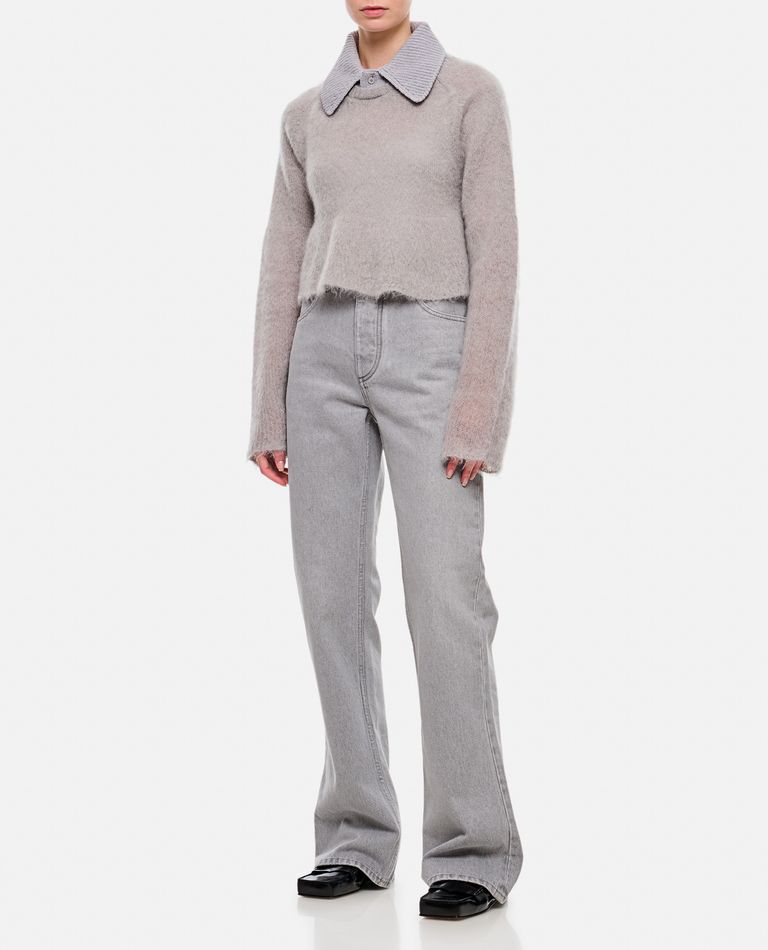 Bottega Veneta Light Grey Washed Flared Denim Pants In Grey