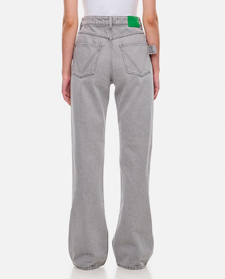 Bottega Veneta - LIGHT GREY WASHED FLARED DENIM PANTS_3