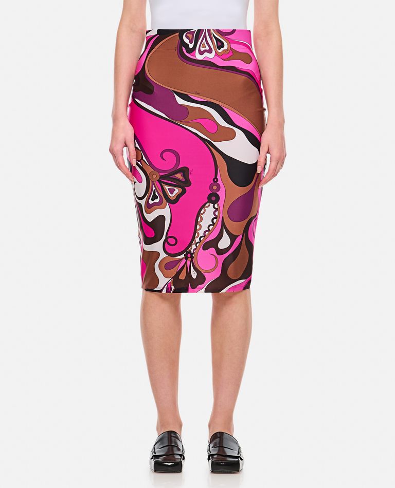 Emilio Pucci Orchidee-print Pencil Skirt In Multicolor