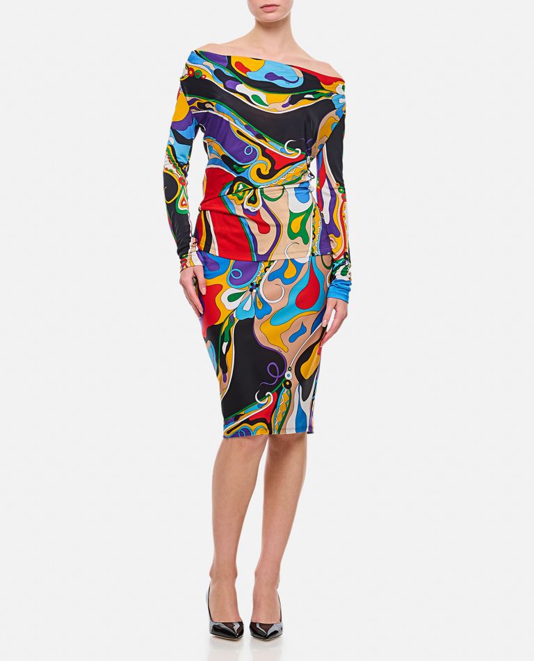 Shop Emilio Pucci Jersey Organzino Long Sleeves Blouse In Multicolor