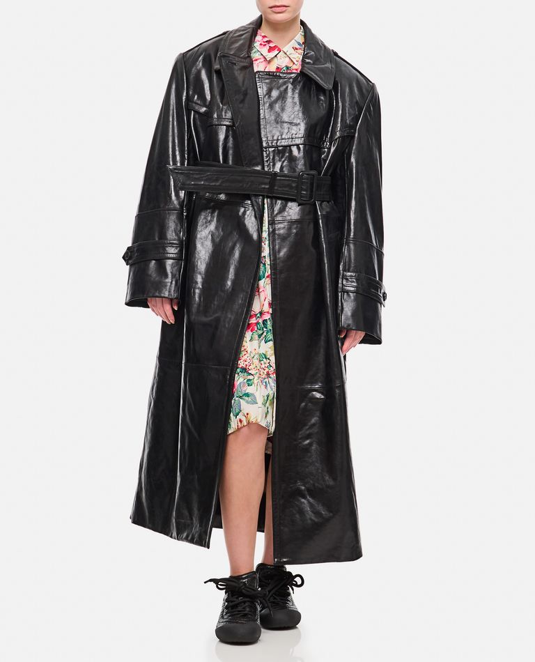 SPORTMAX ALFEO LEATHER TRENCH COAT 