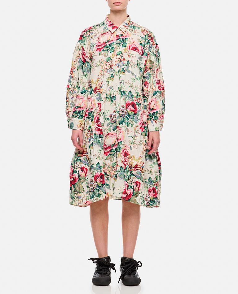 Junya Watanabe Flower Pattern Printed Shirt Dress In White