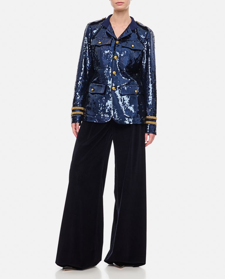 Shop Max Mara Gilly Velvet Wide Leg Pants In Blue