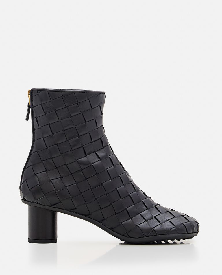 Bottega Veneta Dark Brown Leather Atomic Ankle Boots In Black