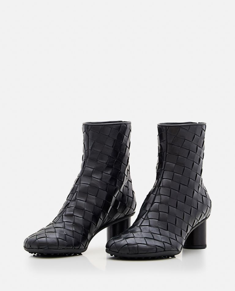 Bottega Veneta Dark Brown Leather Atomic Ankle Boots In Black