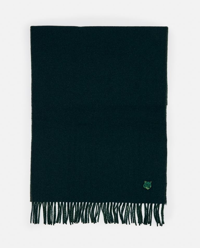 Shop Maison Kitsuné Bold Fox Head Double Face Scarf In Green