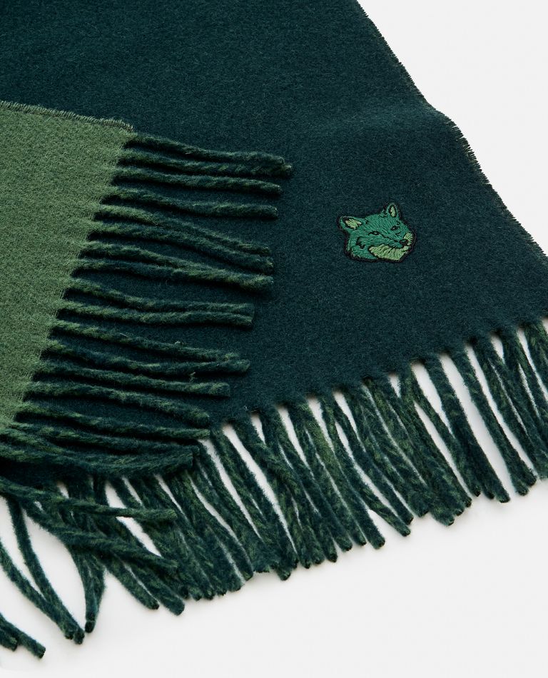 Shop Maison Kitsuné Bold Fox Head Double Face Scarf In Green