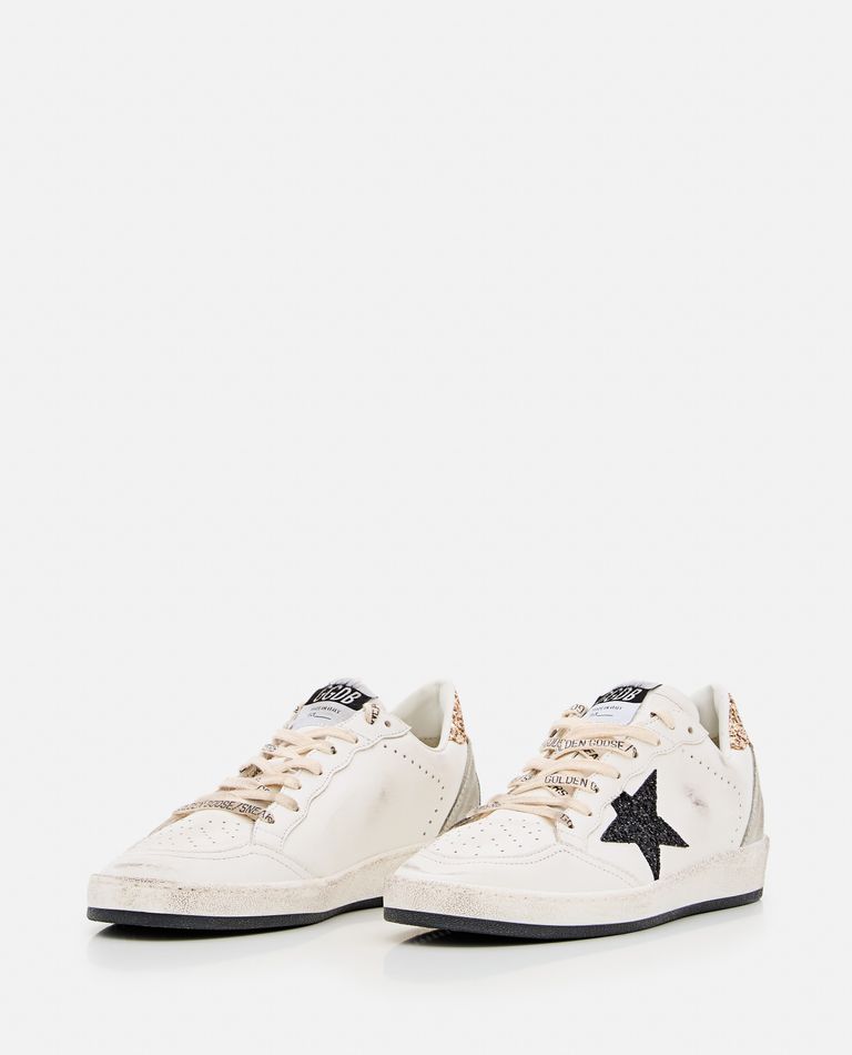 Golden Goose Ballstar Leather Upper And Toe Glitter Star And Heel Suede Spur Shoes In White