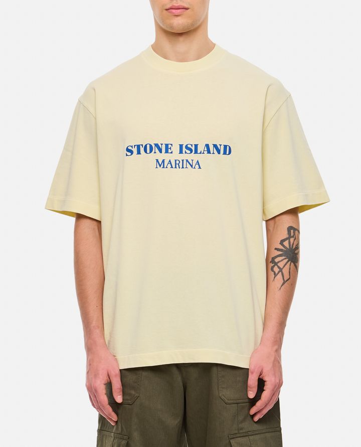 Stone Island - T-SHIRT JERSEY DI COTONE EFFETTO 'OLD' STONE ISLAND MARINA_1