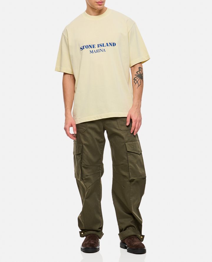 Stone Island - T-SHIRT JERSEY DI COTONE EFFETTO 'OLD' STONE ISLAND MARINA_2