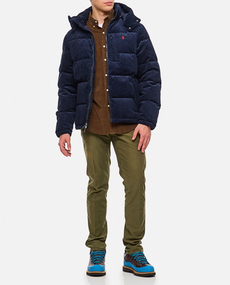 Shop Polo Ralph Lauren Velvet Puffer Jacket In Blue