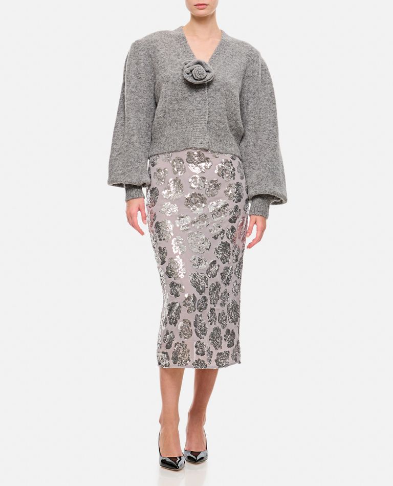 Rotate Birger Christensen Sequin Chiffon Skirt In Silver