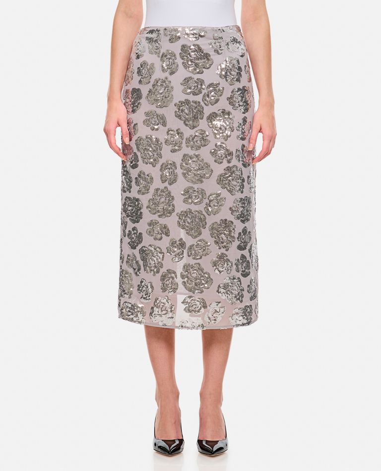 Rotate Birger Christensen Sequin Chiffon Skirt In Silver