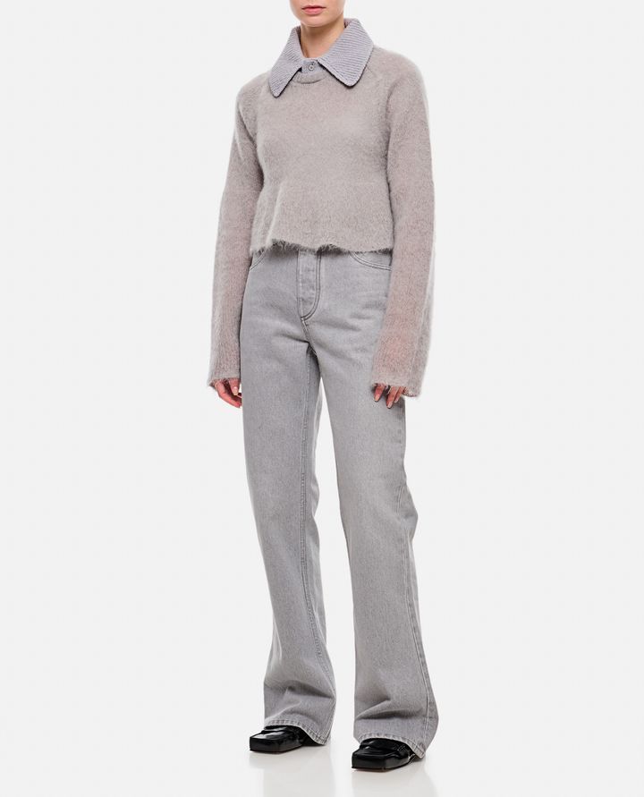 Bottega Veneta - LIGHT GREY WASHED FLARED DENIM PANTS_2