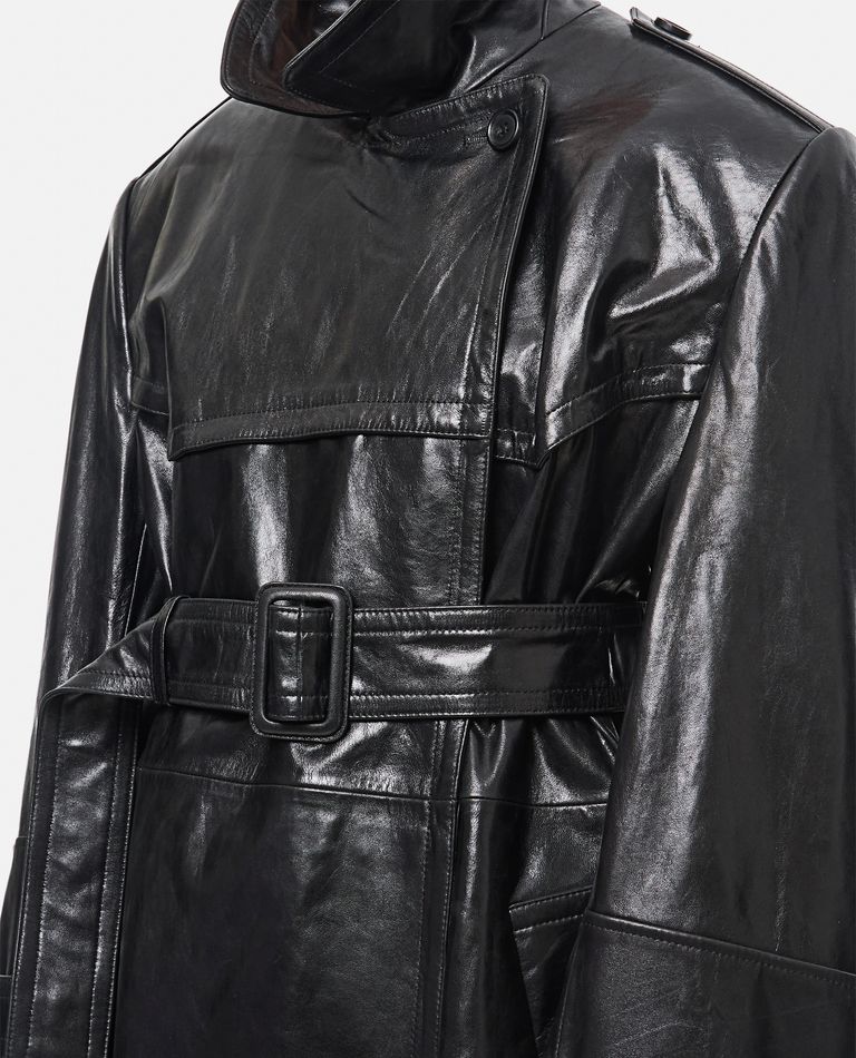 レザージャケット・コート SPORTMAX ALFEO LEATHER TRENCH COAT Sportmax Black trench coat in semi-glossy nappa leather