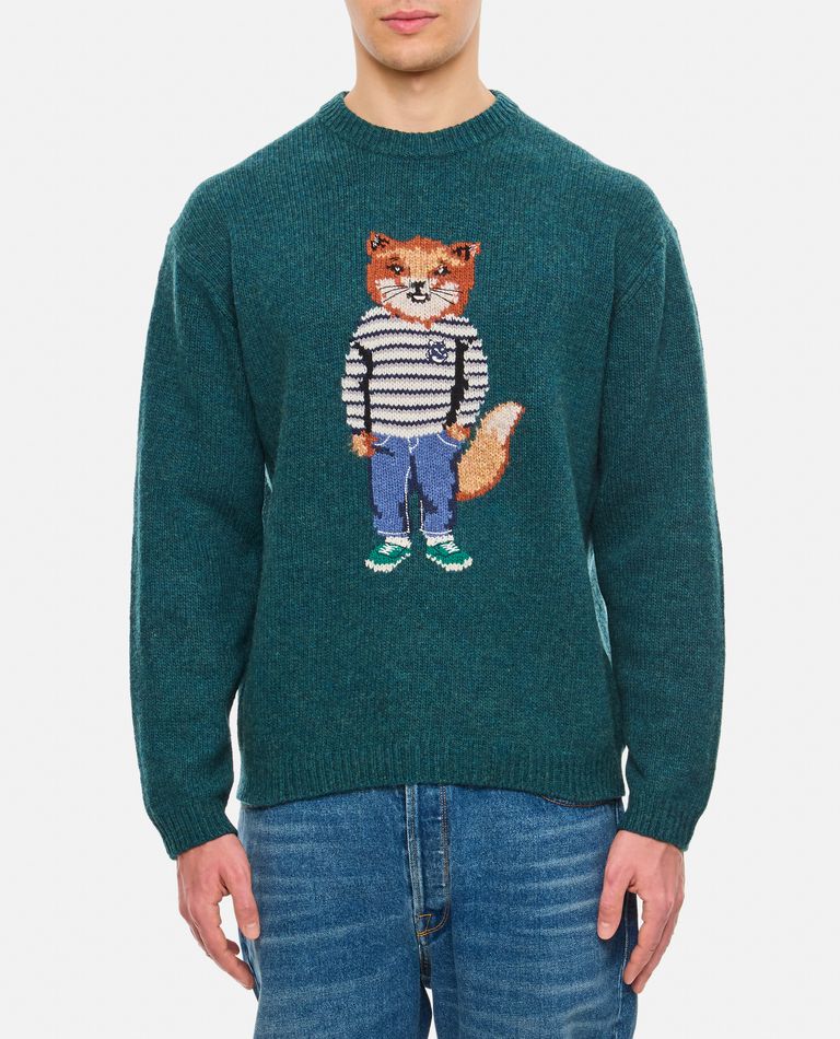 【送料&関税込】Maison KitsunAC Dressed Fox Intarsia Jumper Maison Kitsuné Dressed Fox-intarsia Sweater | Grey | FARFETCH