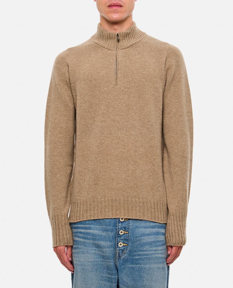 Drumohr Zip-front Knitted Jumper In Beige