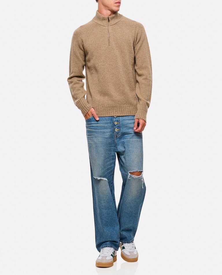 Drumohr Zip-front Knitted Jumper In Beige