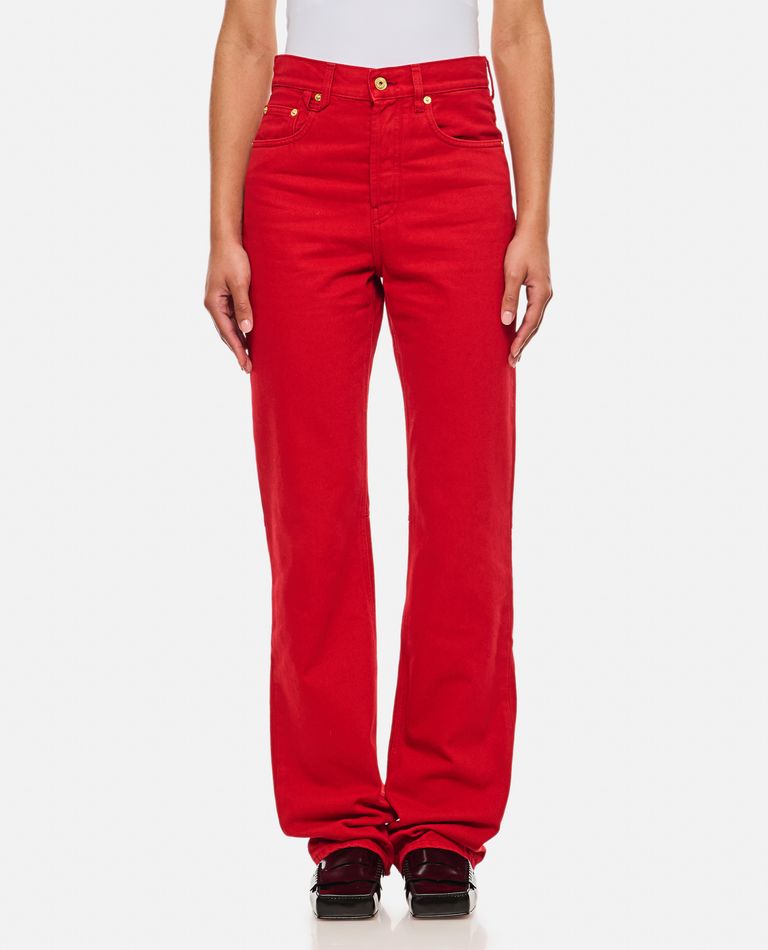 Jacquemus Denim Trousers Straight Belt Loops In Red