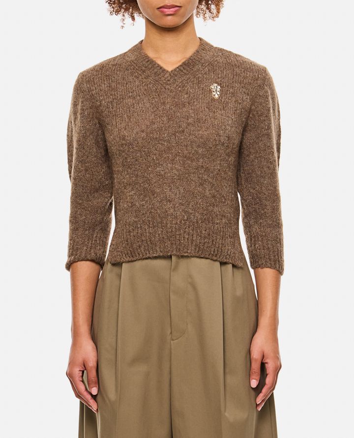 Simone Rocha - CROPPED V-NECK ALPACA KNIT JUMPER_1