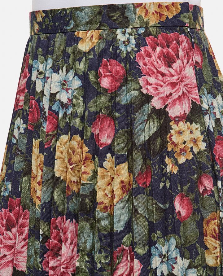 Junya Watanabe - FLOWER PATTERN PRINTED PLEATED MIDI SKIRT_4