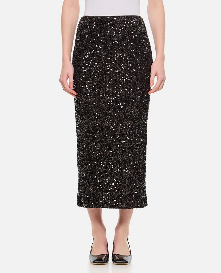 Rotate Birger Christensen Rotate Sequin Midi Pencil Skirt In Black