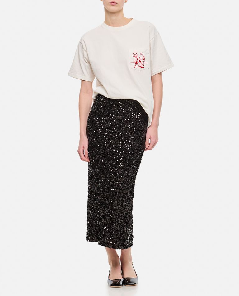 Rotate Birger Christensen Rotate Sequin Midi Pencil Skirt In Black