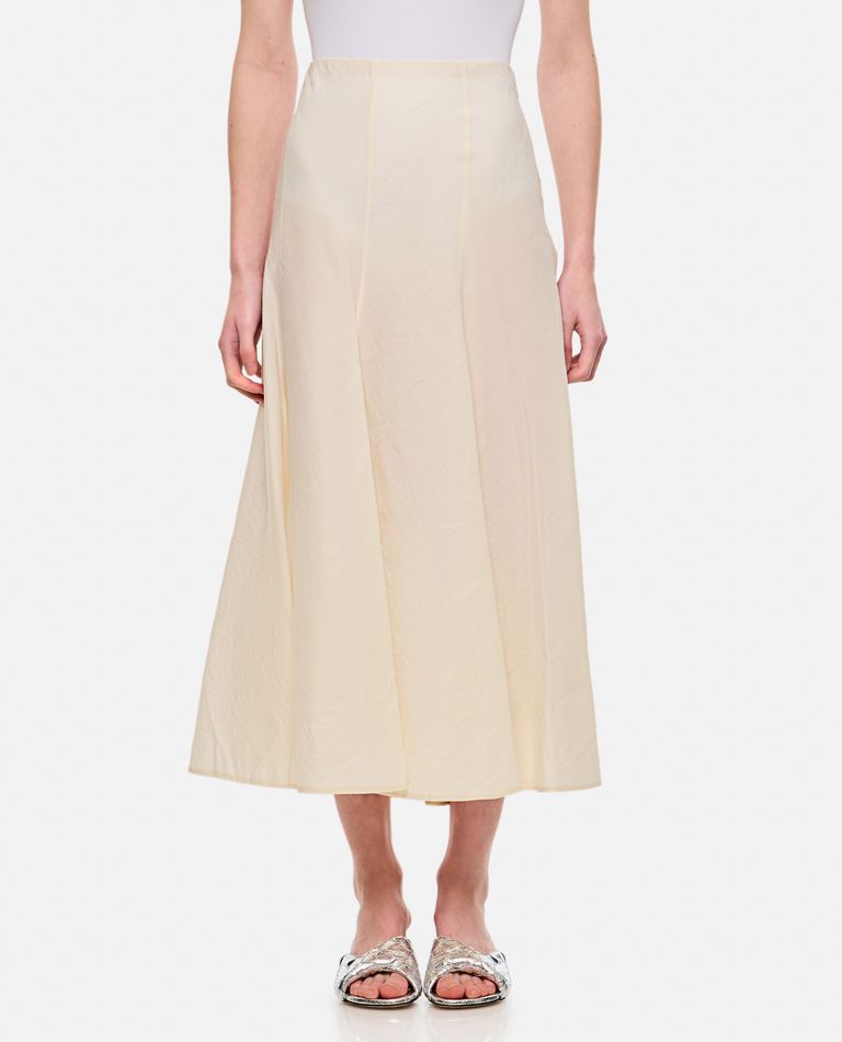 Khaite Lenno Silk And Cotton-blend Midi Skirt In Neutral