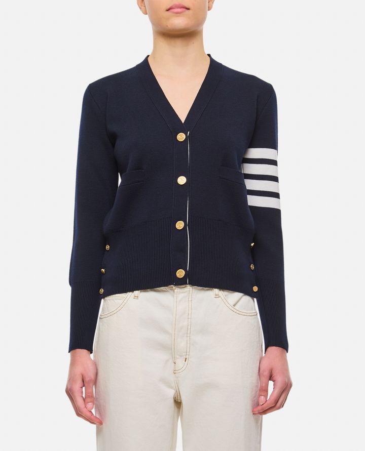 Thom Browne - MILANO CLASSIC V NECK FINE MERINO WOOL CARDIGAN_2