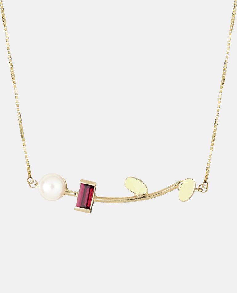 Aliita 18k Yellow Gold Petalos Citrine And Pearl Necklace In Multicolor