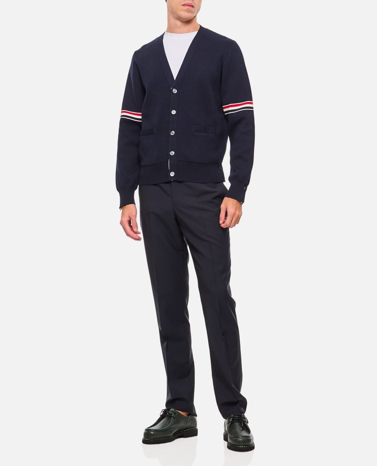 Thom Browne Rib Stitch Wool Cardigan In Blue