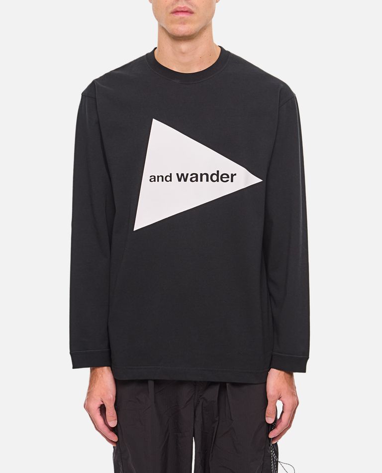 And Wander Logo-print Long-sleeve T-shirt In Black