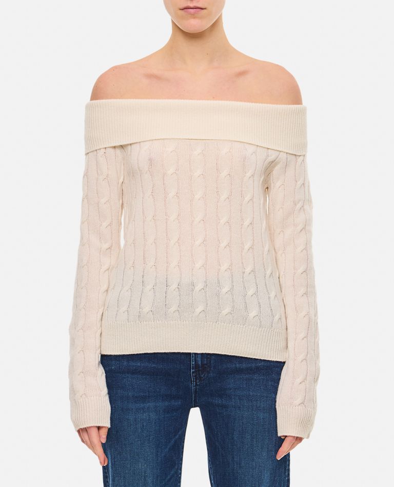 Shop Polo Ralph Lauren Off Shoulder Knit In White