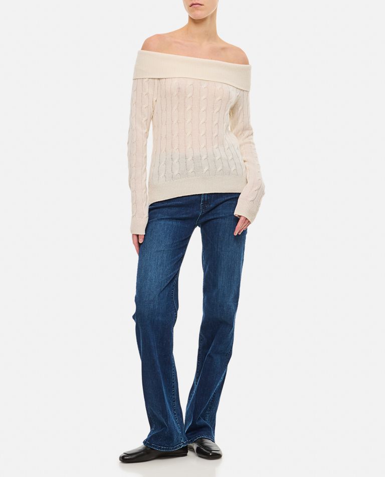 Shop Polo Ralph Lauren Off Shoulder Knit In White