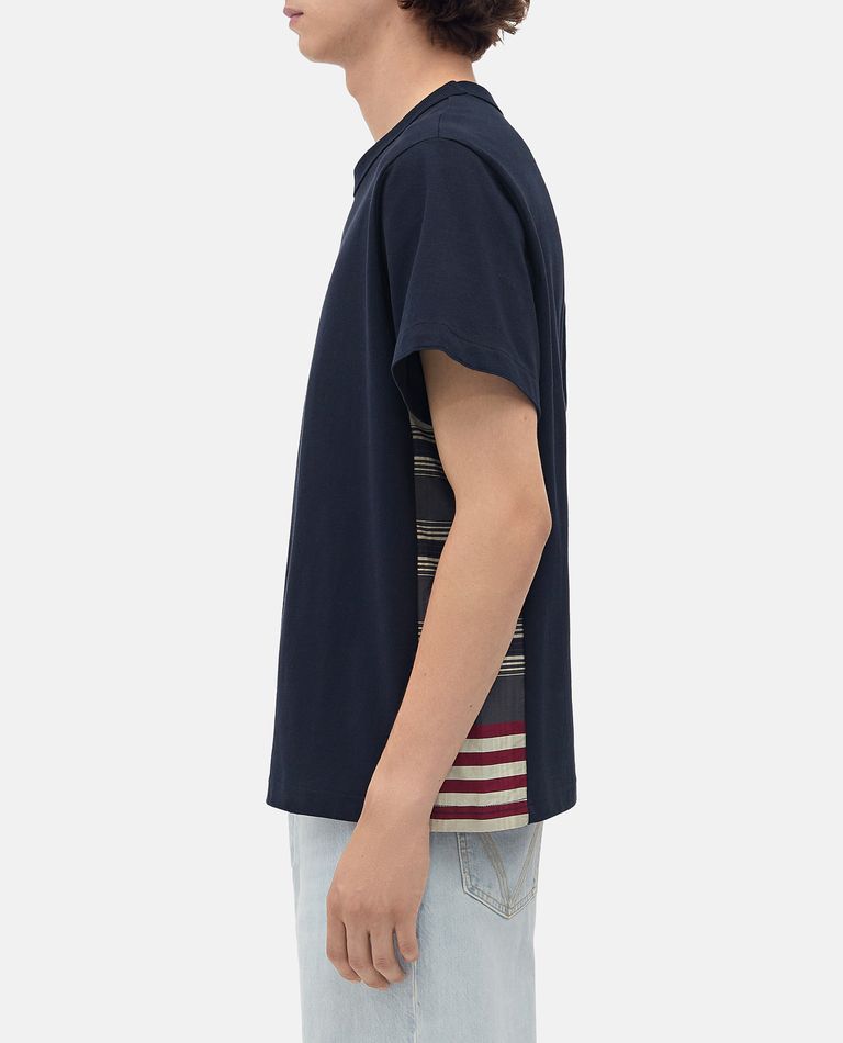 Bottega Veneta Double Layer Cotton Check T-shirt In Blue