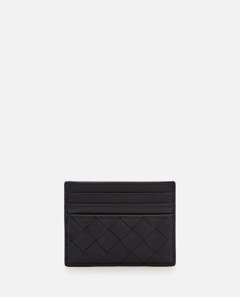 Bottega Veneta Small Interlaced Card Holder In Black