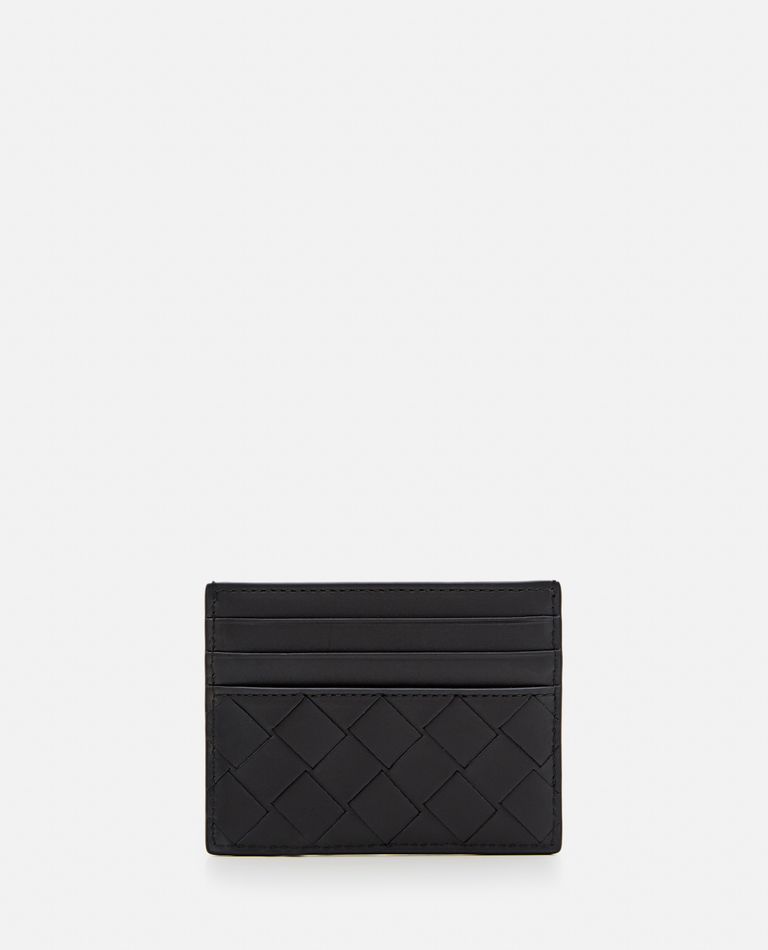 Bottega Veneta Small Interlaced Card Holder In Black