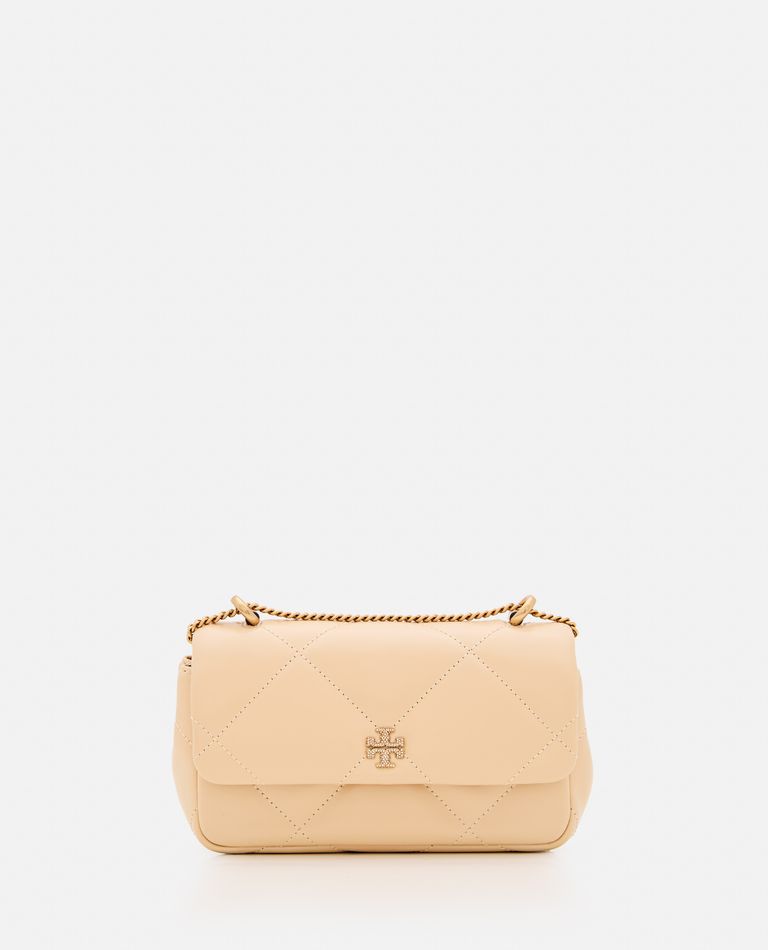 Tory Burch Kira Diamond Quilt Pave Mini Flap Bag In White