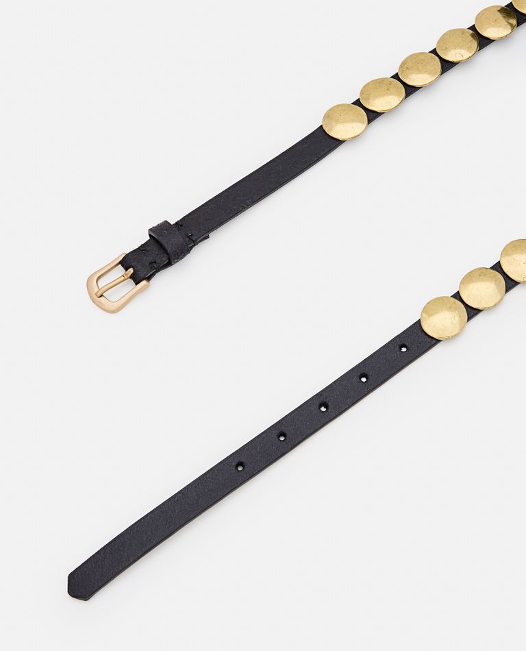 Golden Goose Belt Trinidad Thin Washed Leather Flesh Side With Studs In Black