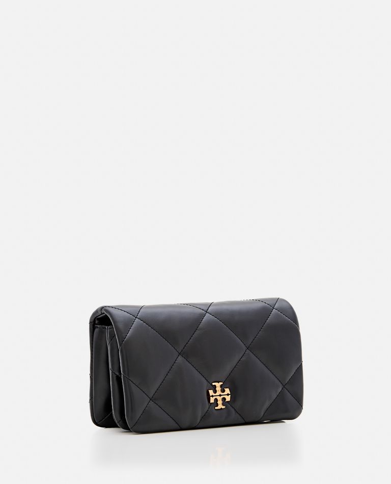 Tory Burch Mini Kira Quilted Leather Chain Clutch In Black