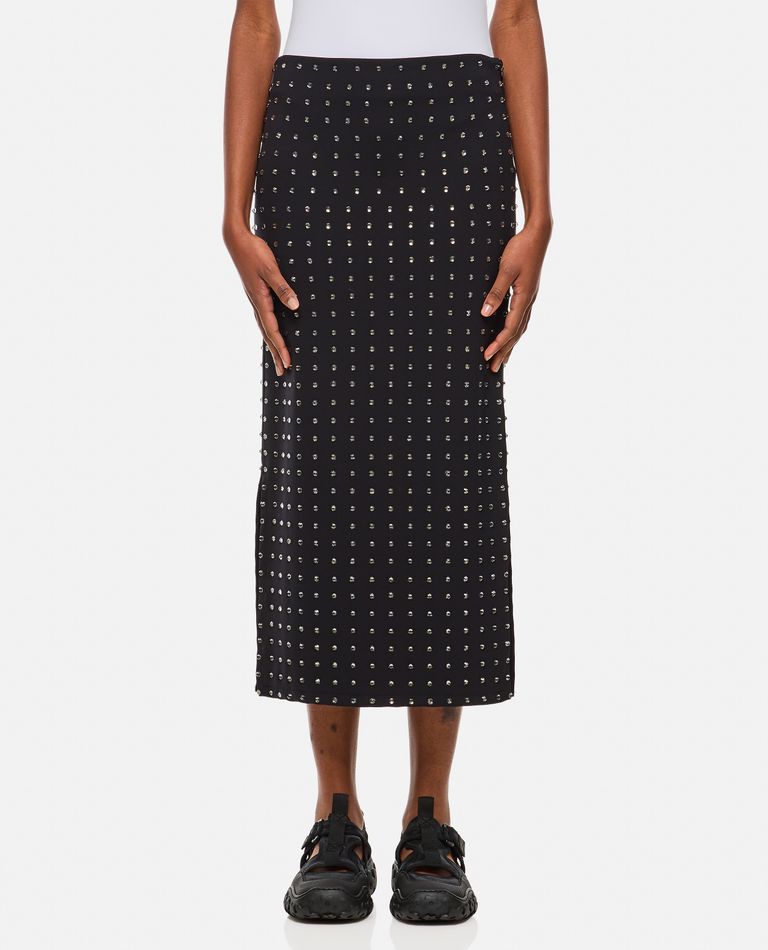 Sportmax Crystal Studded High Waist Midi Skirt In Black
