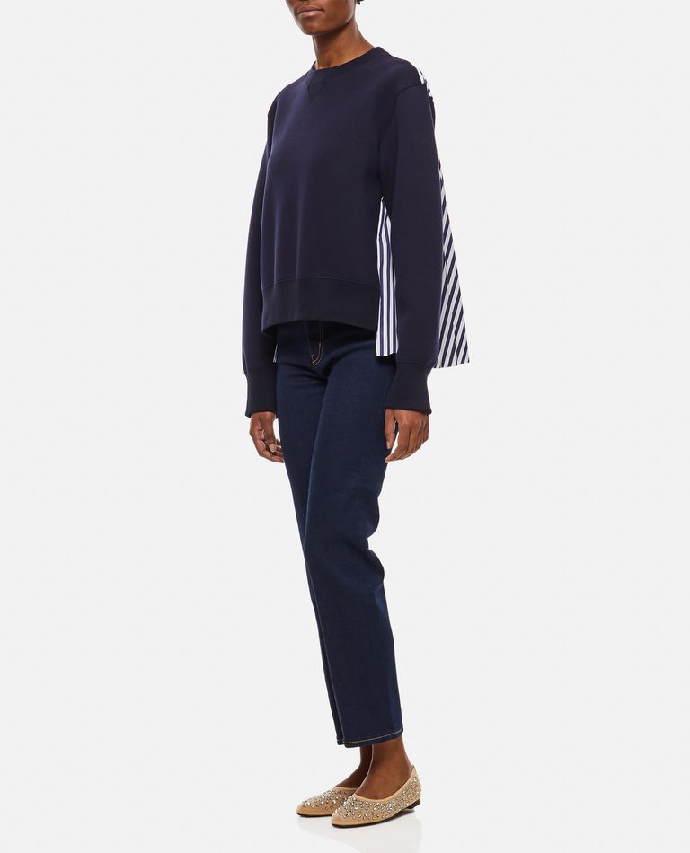 Sacai Sweatshirt With Pleated Fabric Back In Multicolor