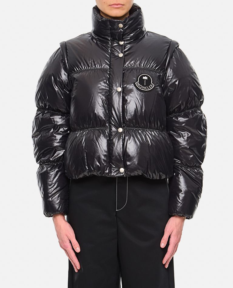 Moncler Genius Women's Lightweight Padded Cropped Black Nylon Jacket In Black