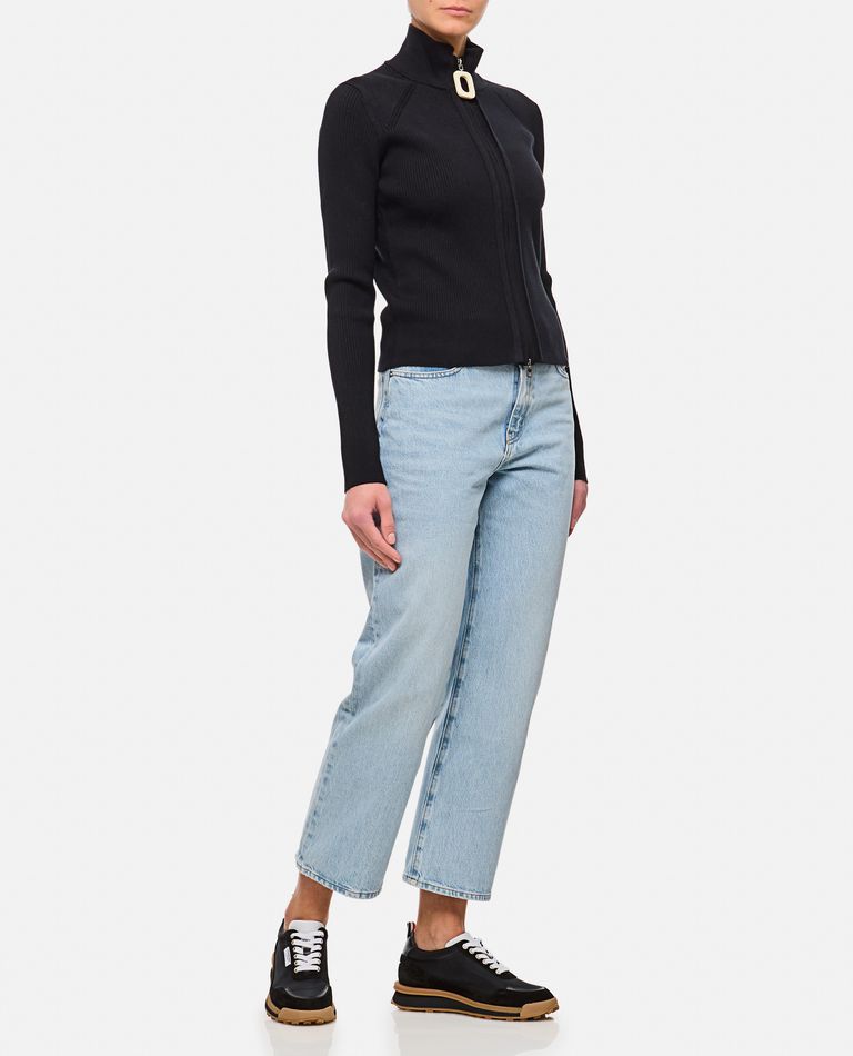 Shop Jw Anderson Fitted Zip Up Cardigan In Black