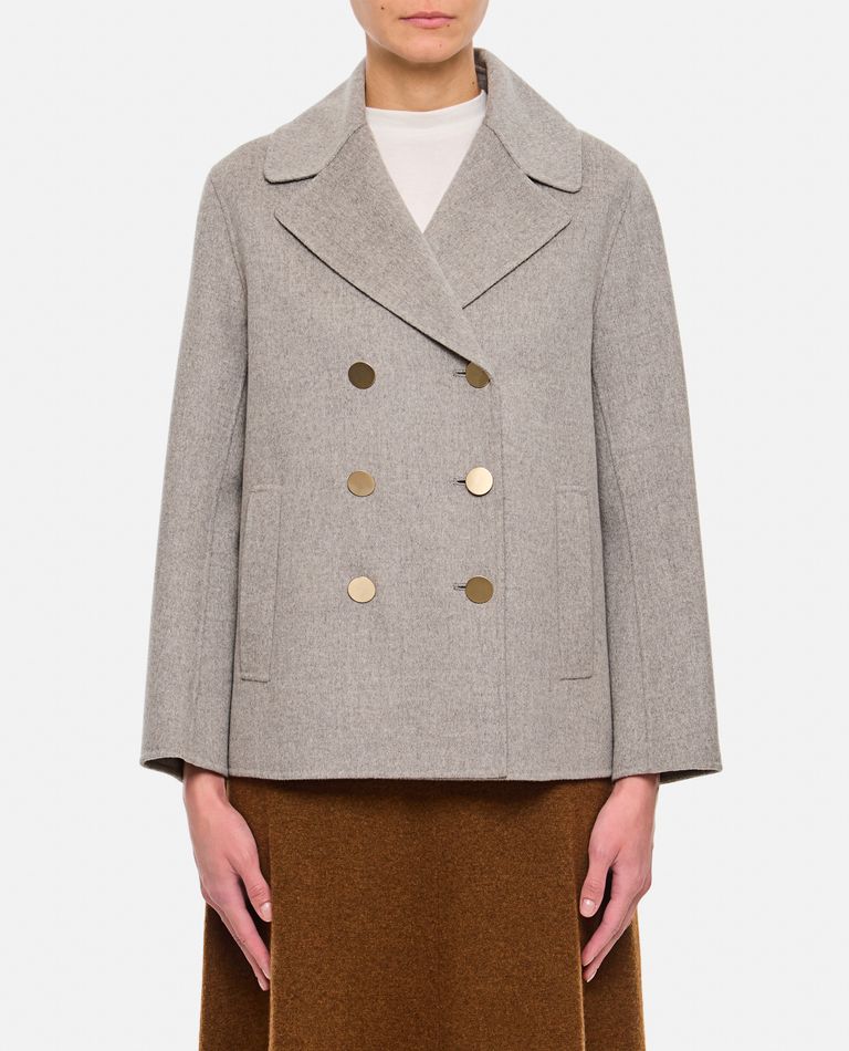 's Max Mara Margot Peacot With Gold Botton In Grey