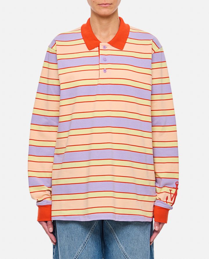 JW Anderson - STRIPED CONTRAST TRIM LS POLO TOP_1