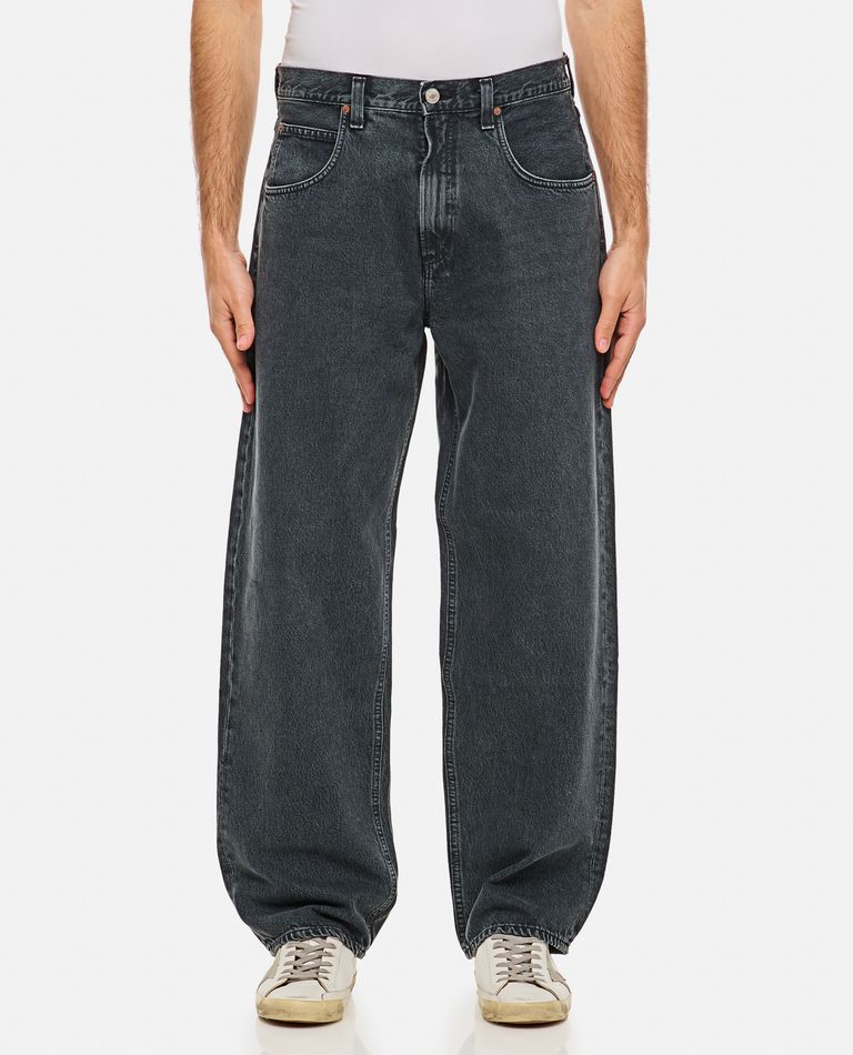 Agolde Faded Relaxed Wide-leg Fusion Jeans In Black