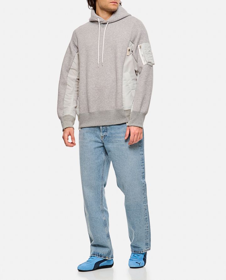 Sacai - TERRY SWEATSHIRT WITH TWILL AND NYLON HOOD_2