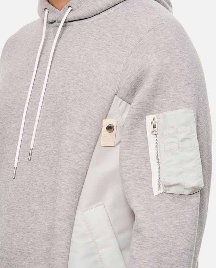 Sacai - TERRY SWEATSHIRT WITH TWILL AND NYLON HOOD_4