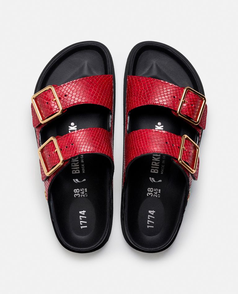 Shop Birkenstock 1774 Arizona Snake Leather 1774 In Red